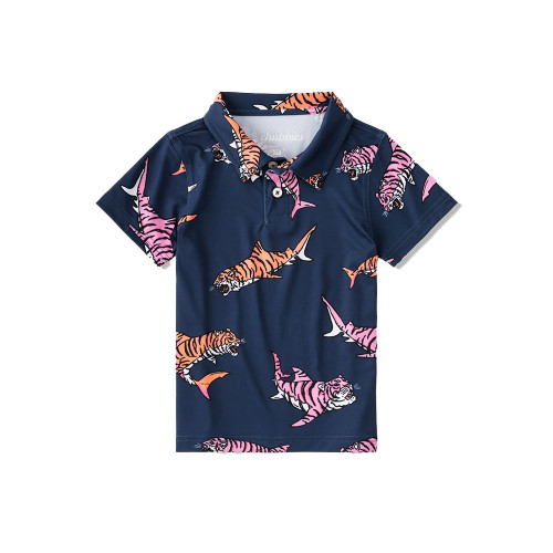 Toddler Boys' Chubbies The Lil King of the Sea Performance Polo Navy Shirt