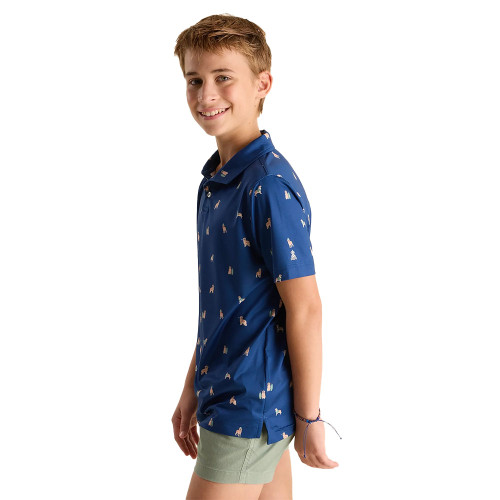 Boys' Chubbies The Barkin Up The Wrong Tree Performance Polo Dusty Blue Shirt side