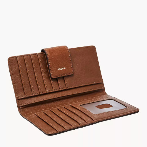 Women's Fossil Logan RFID Tab Clutch Wallet Brown  Interior