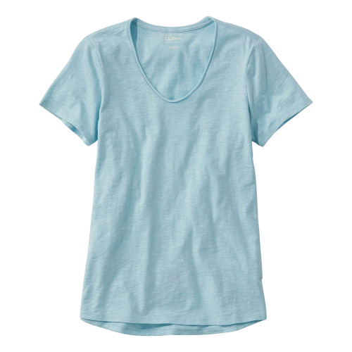 Women's L.L.Bean Organic Cotton Short Sleeve T-Shirt Mist Blue Front