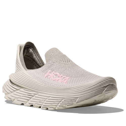 Women's HOKA Restore TC Slip-On Shoe - Stucco Putty Front Angled
