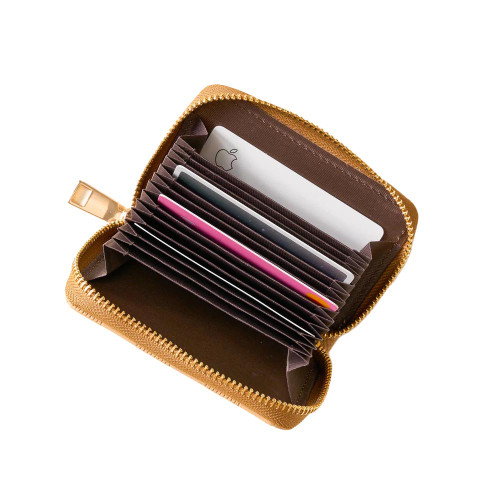 The Darling Effect Tan Check Zip Around Wallet inside