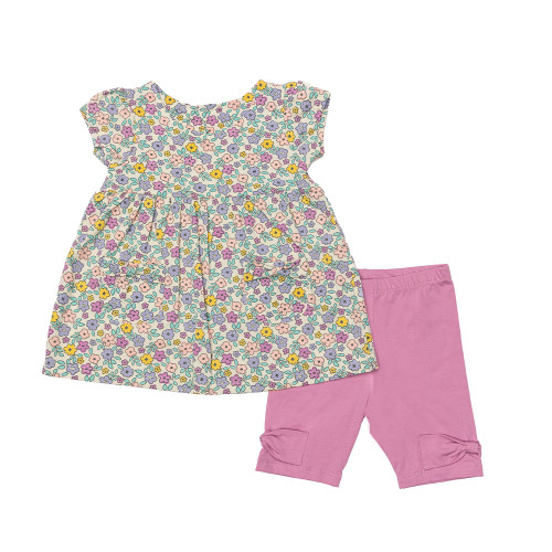 Infant/Toddler Girls' Globaltex Kids Floral Dress With Short Set Multi Main