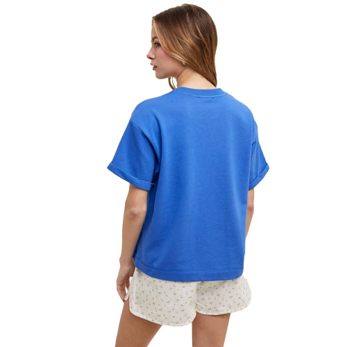 Women's Wishlist French Terry Cuff Sleeve T-Shirt Royal Back