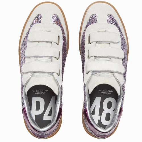 Women's P448 Capri Velcro Sneaker - Glitter Purple Top View