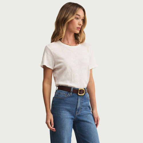 ★LMOOD★ W Jane Slub Uniq Half Sleeve T-Shirt White Women's Z Supply Foundation Slub Short Sleeve T-Shirt