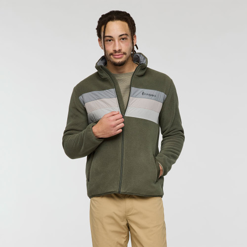 Men's Cotopaxi Teca Fleece Full Zip Jacket Canteen Green With Contrasting Color Accents Front Model