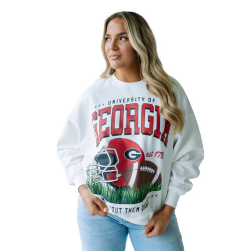 Women's Gameday Social Georgia Malone Multimedia White Sweatshirt Women's Gameday Social Georgia Malone Multimedia White Sweatshirt
