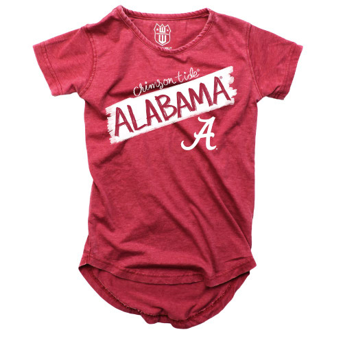 Girls' Wes & Willy Alabama Burnout High Low Red T-Shirt Girls' Wes & Willy Alabama Burnout High Low Red T-Shirt