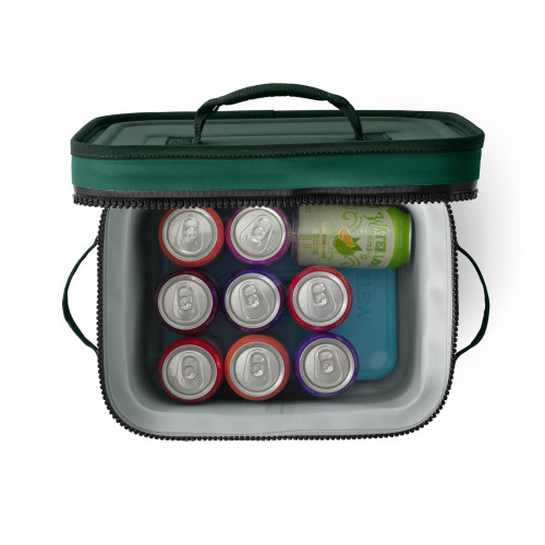 YETI Hopper Flip 12 Soft Cooler - Black Forest Green Open Filled