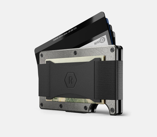 Ridge Wallet with Cash Strap - Stonewashed Titanium Angled