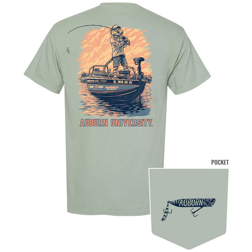 Adults JNJ Auburn Tigers Aubie Bass Boat T-Shirt Bay Main