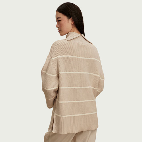 Women's Varley Hamish Stitch Knit Sweater Silver Birch Back
