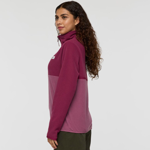 Women's Cotopaxi Amado Fleece Half Zip Pullover Jam Fig Purple  Side Model