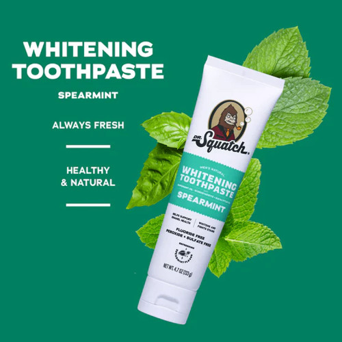 Dr. Squatch Whitening Night Toothpaste - Spearmint Infographic