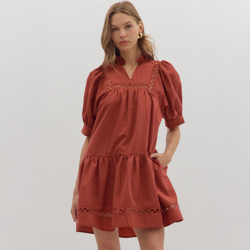 Women's Entro Short Sleeve Ruffle Hem Mini Dress | Eagle Eye
