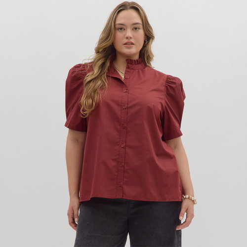 Women's Entro Puff Shoulder Short Sleeve Top - Plus Size | Eagle