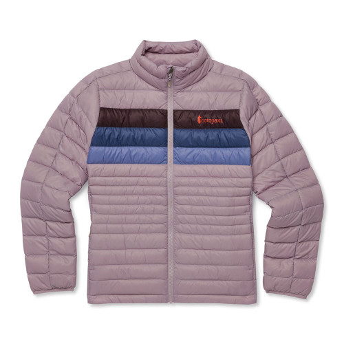 Women's Cotopaxi Fuego Down Jacket Quartz Stripes Purple Front Flat