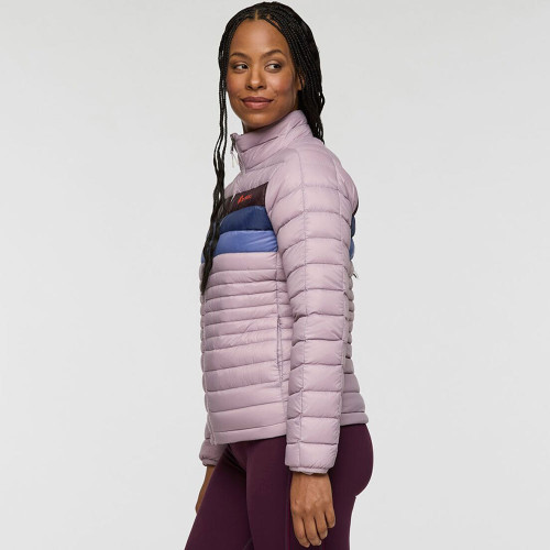 Women's Cotopaxi Fuego Down Jacket Quartz Stripes Purple  Side Model