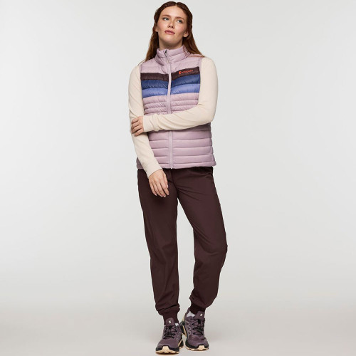 Women's Cotopaxi Fuego Down Vest Quartz Purple Stripe  Full Model