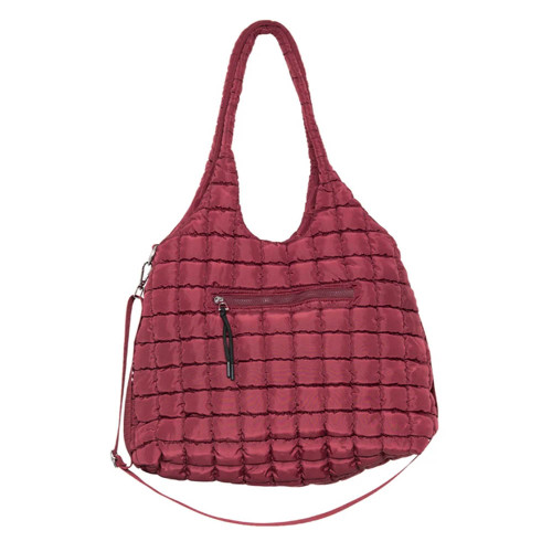 Women's Katydid Quilted Puffer Tote Wine Red Front
