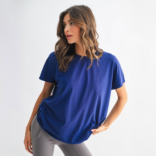 Women's Mono B Shoreline Slouchy T-Shirt Blue Depth Front Women's Mono B Shoreline Slouchy T-Shirt Blue Depth Front
