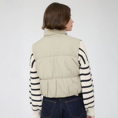 Women's Blu Pepper Zip Up Puffer Vest Cement White Back
