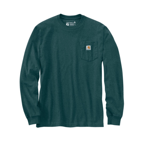 Men's Carhartt Long Sleeve Heavyweight Pocket C Graphic T-Shirt Greenstone Heather Main