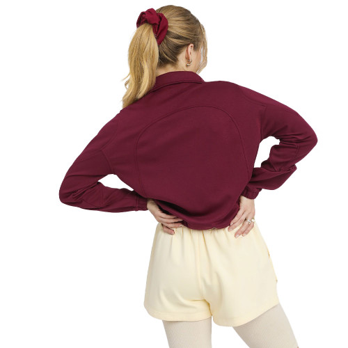 Women's Umgee LuxeKnit Half-Zip Pullover Burgundy Red Back