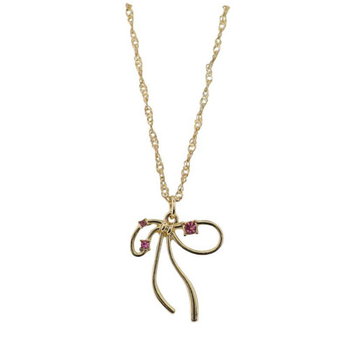 Girls' Jane Marie 18K Gold Plated Twist Necklace With Gold Bow Pendant Main
