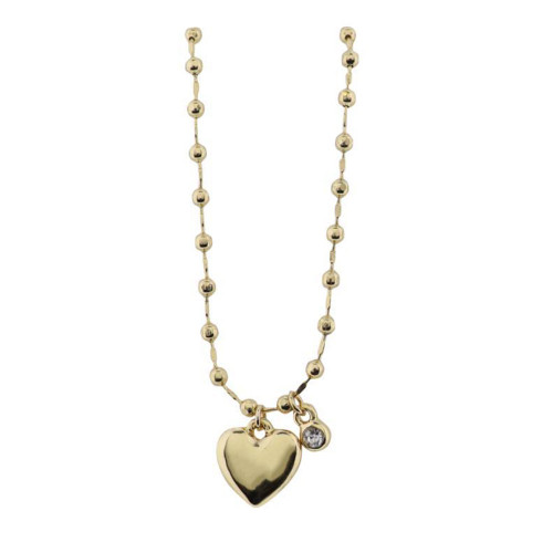 Jane Marie 18K Gold Plated Beaded Necklace With Heart Pendant Detail