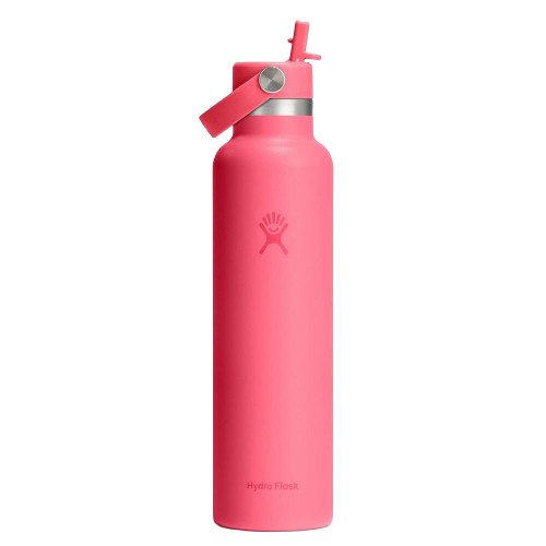 Hydro Flask 24 oz Wide Mouth Water Bottle with Flex Straw Cap Popstar Pink Lid Up