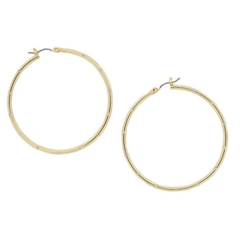 Jane Marie 18K Gold Plated Delicate Hoop Earrings With Crystals Detail