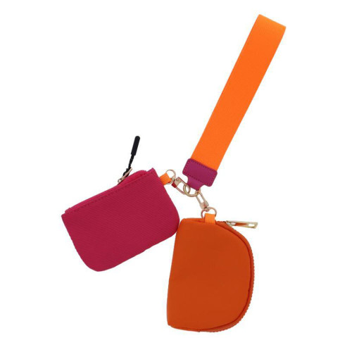 Jane Marie Maddi 2 Pouch Wristlet - Orange Detail