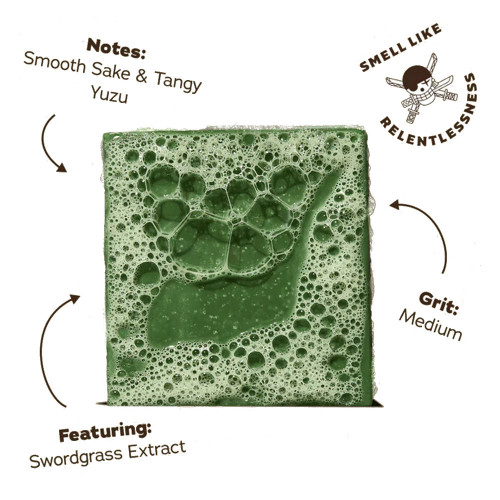 Dr. Squatch x ONE PIECE: Three Sword Surge Bar Soap Infographic