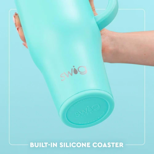 Swig Life 40 oz Mega Mug - We've Got Spirit Navy & Orange Coaster Base Details