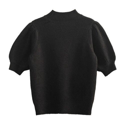 Women's Double Zero Ribbed Sweater Top Black Back
