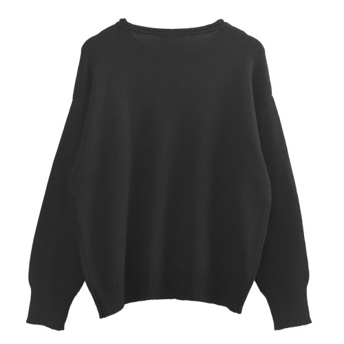 Women's Double Zero Oversized Roll Neck Knit Sweater Black Back