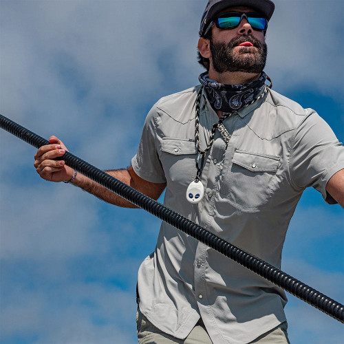 Men's Poncho Short Sleeve Western Solid Button Up Grey Shirt lifestyle