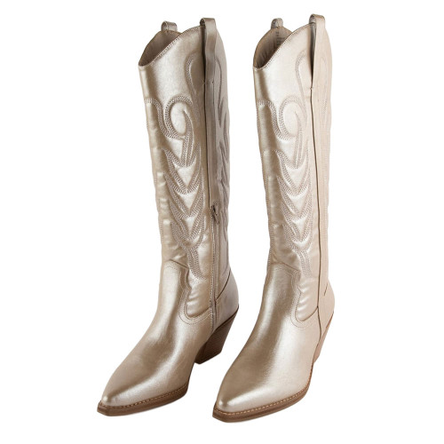 Women's Matisse Dixie Tall Western Platino Metallic Boot toe