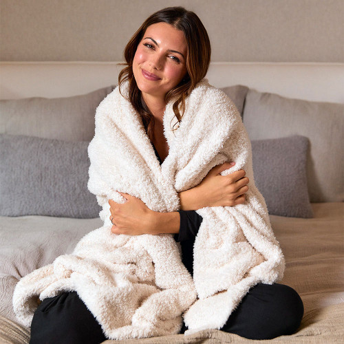 Softies Ultra-Lite Marshmallow Blanket Almond White Model