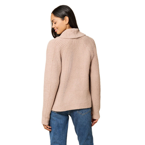 Women's Softies Waffle Marshmallow Cocoon Cardigan Coco Brown Back