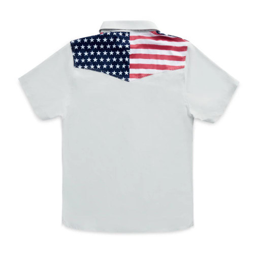 Men's Burlebo Short Sleeve Performance Western All American Gray Shirt back