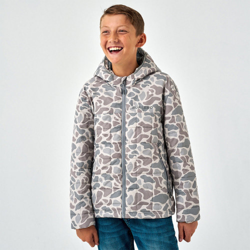 Boys' Burlebo Puffer Jacket Deer Camo Front Model