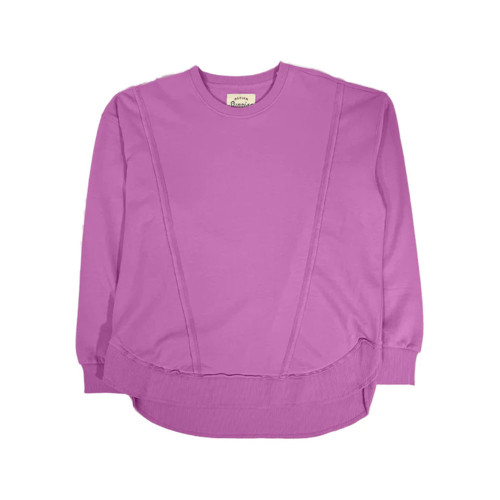 Women's Southern Fried Cotton Sunrise to Sunset Hibiscus Purple Sweatshirt