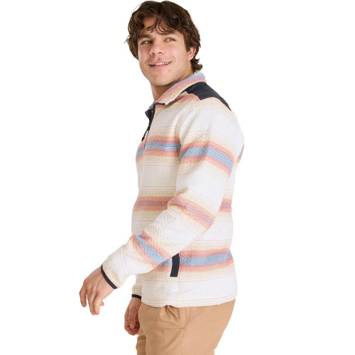Men's Chubbies Coastal Quarter Zip Pullover - Off White Striped Side