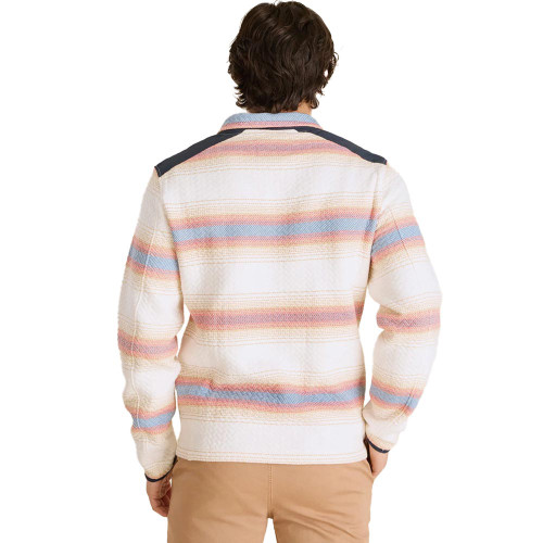 Men's Chubbies Coastal Quarter Zip Pullover - Off White Striped Back