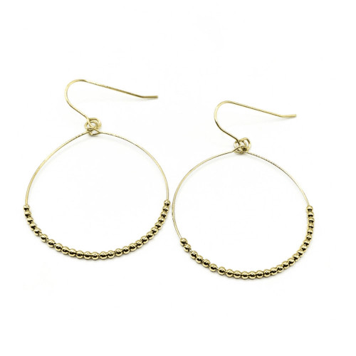 Erin Gray Simple Beaded Hoop Danglers - Gold Filled Main