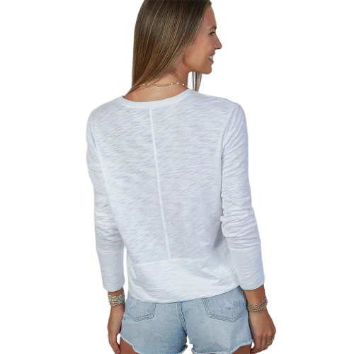 Women's Erin Gray Celia Perfect Length Long Sleeve T-Shirt White  Back
