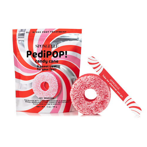 Spongelle Holiday PediPOP! Candy Cane Pedi Buffer & Nail File